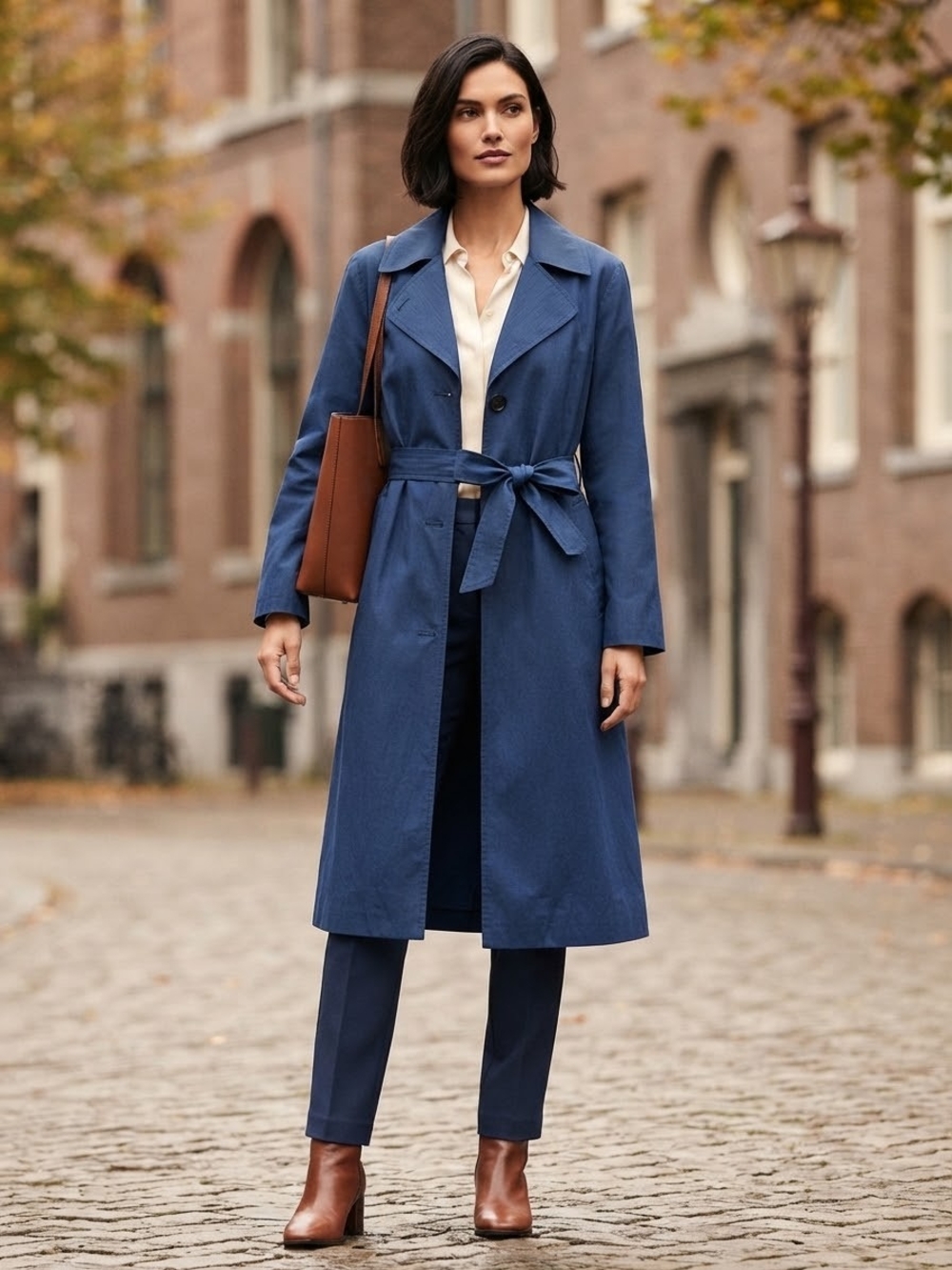 London Fog Blue Women's Trench Coat with Self-Tie Belt Size 14P
